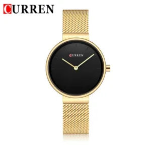 Curren Women Stainless Steel Bracelet Classic Casual Watch - CRN9016-GLD/BLK