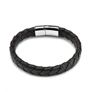 Lee Cooper Men's Bracelet - Silver/Brown, LC.B.01803.650