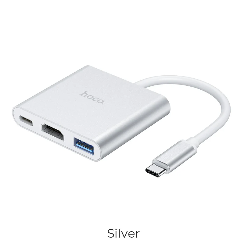 hoco-hb14-easy-use-type-c-adapter-silver.webp Hoco Hb14 Easy Use Type C Adapter Silver