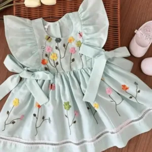 Kids Frock Light Green Color with Sandals