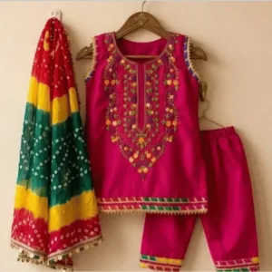 Kids Frock Red Color with Dobatta