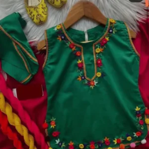 Kids Frock Red & Green Color