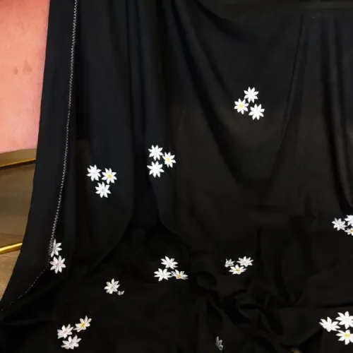 black shawl premium fabric with printed flowers (copy) (copy)